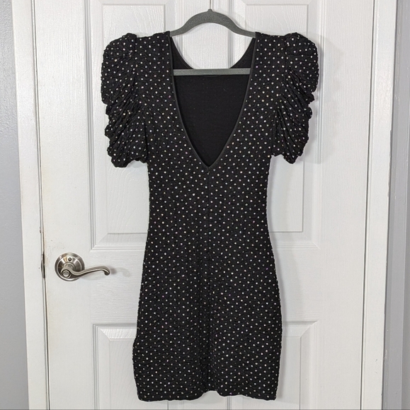 NWT Urban Outfitter Hague Rhinestone Puff Sleeve Mini Dress w/ Low Back Size S - Picture 5 of 11